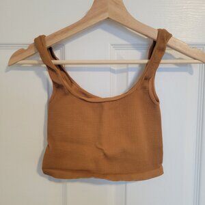 Free People Happiness Runs Square Neck Crop - Size M/L - Light Earth